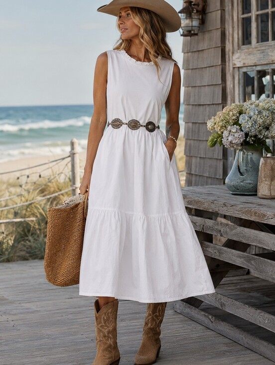 J. Crew Factory Dresses & Skirts - J.Crew White Tiered Midi Dress Size 8